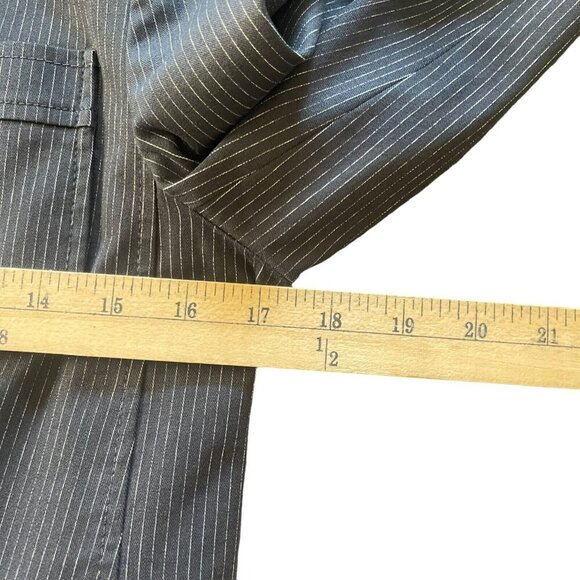 Theory Women's Blazer Jacket Size 10 Slim Fit, Blue White Stripes Double Button - Picture 10 of 14